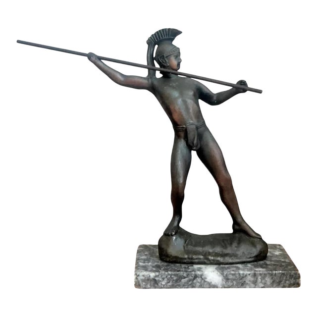Vintage Sculptural Metal Warrior Figure For Sale