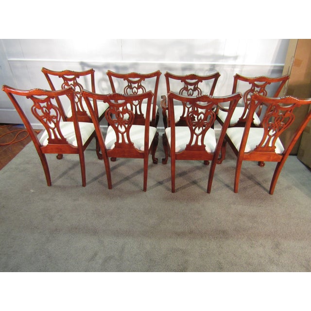 Pennsylvania House Set of Eight Solid Cherry Chippendale Style Dining Chairs For Sale - Image 11 of 12