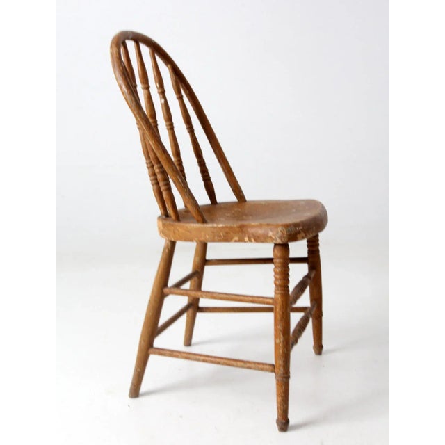 Brown Antique Farmhouse Windsor Dining Chair For Sale - Image 8 of 9