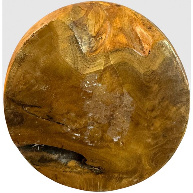Handcrafted Wabi Sabi Turned Teak Root Wood Urn Vessel With Organic Natural Knots and Voids For Sale - Image 14 of 14