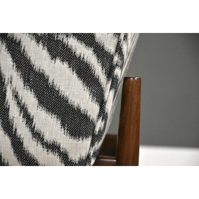 White 1950s Jens Risom Walnut Zebra Lounge Chairs - A Pair For Sale - Image 8 of 9