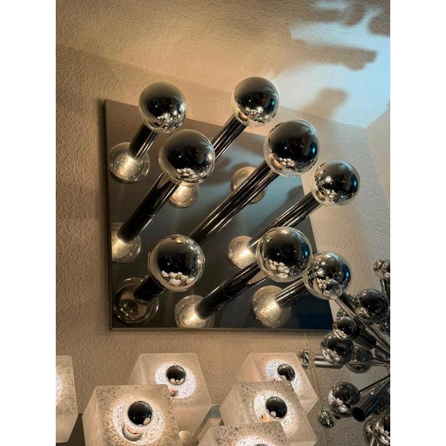 Motoko Ishii Large Flush Mount in Chrome and Perlmut by Motoko Ishii for Staff, 1970s, Set of 2 For Sale - Image 4 of 8