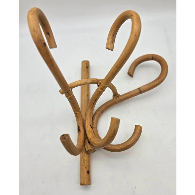 Campaign Vintage Bamboo Rattan Wall-Mounted Coat & Hat Racks, Set of 3 For Sale - Image 3 of 9