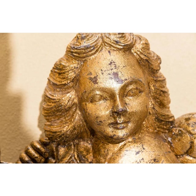 Gold Framed Mirror With Two Putti/ Angels For Sale - Image 4 of 8