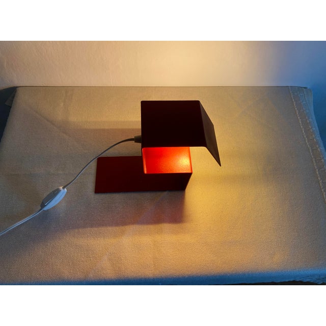 Vintage Geometric Red Metal Table Lamp, 1970s For Sale - Image 14 of 15