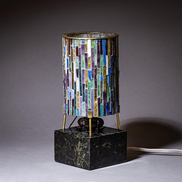 Small Table Lamp with Glass Shade, 1960s For Sale - Image 4 of 9