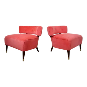1950’s Mid-Century Modern Billy Haines Style Slipper Lounge Chairs - a Pair