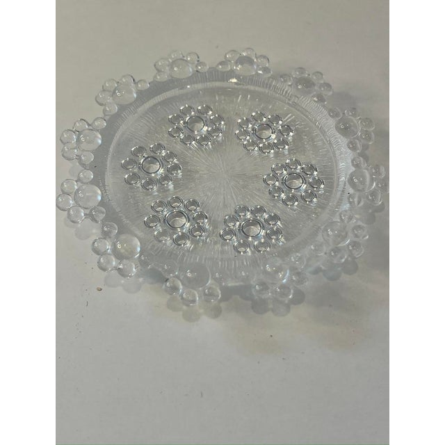 Vintage set of 5 Masserini Barocco "Bubble Lace" clear glass coasters. Condition: Excellent vintage condition means - no...