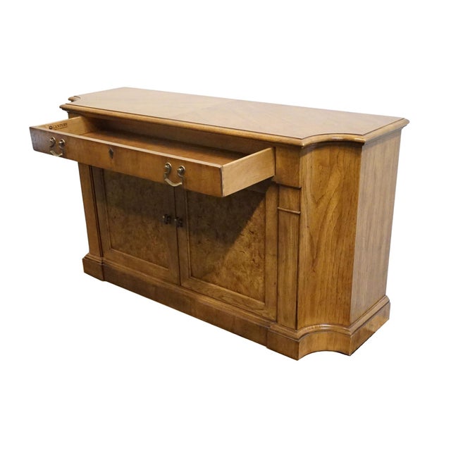 Wood Century Furniture Italian Neoclassical Tuscan Style Burled Walnut 56" Server Buffet For Sale - Image 7 of 13