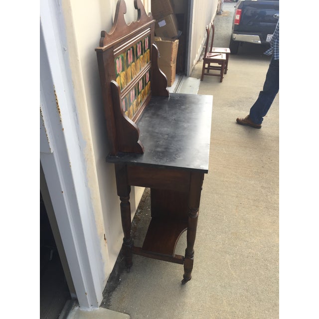 Antique Victorian Washstand Marble With Tile Backsplash Chairish