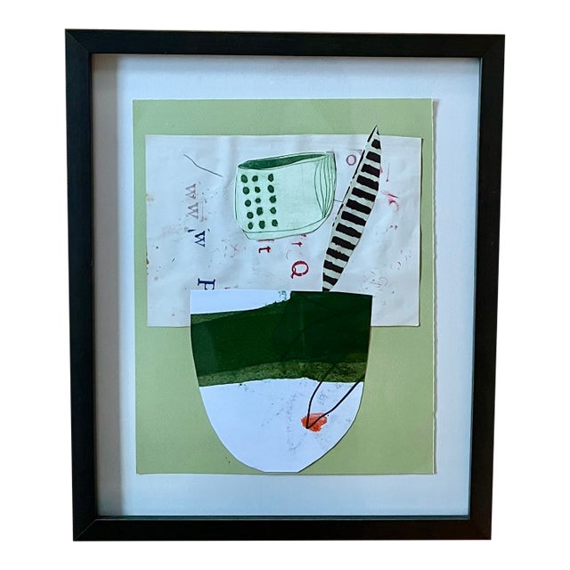 Writing With My Morning Coffee, Original Collage on Paper For Sale