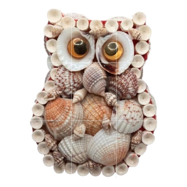 Vintage Shell Encrusted Lidded Owl Trinket Box For Sale