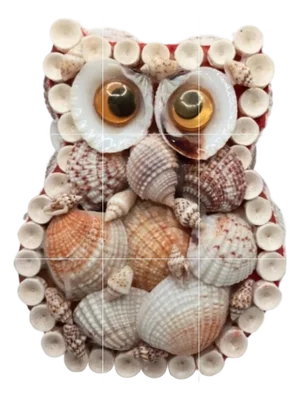 Vintage Shell Encrusted Lidded Owl Trinket Box
