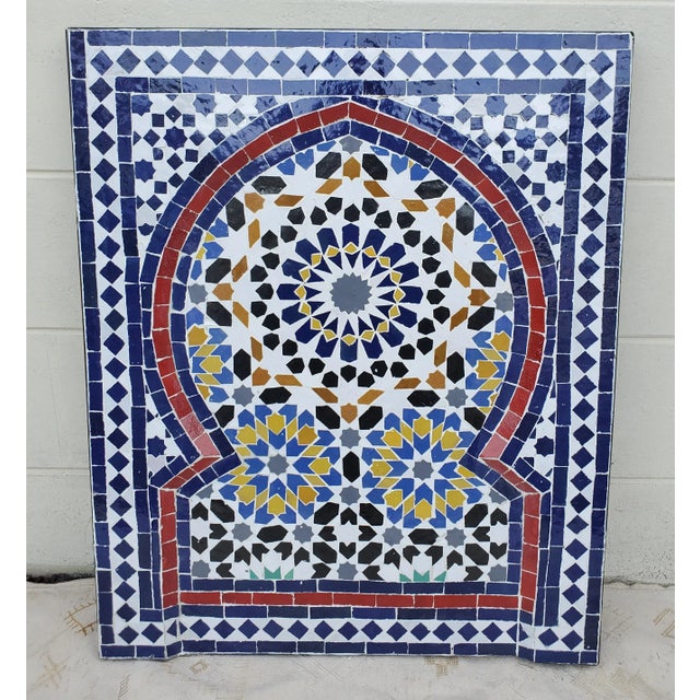 Handmade Moroccan Multicolor Mosaic Panel / Burgundy and Grey For Sale In Orlando - Image 6 of 6