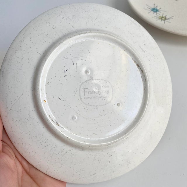 Ceramic Franciscan Starburst Salad Desert Plates Mid Century Modern 1950s Set of 3 For Sale - Image 7 of 12
