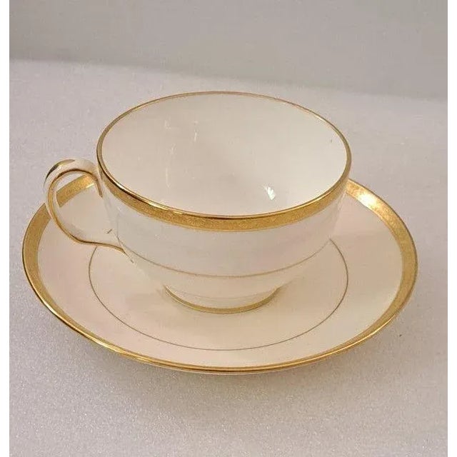 Ceramic Circa 1910 Minton H969 for Burley & Co Gold Encrusted Demitasse & Tea Cups With Saucers- 12 Pieces For Sale - Image 7 of 12