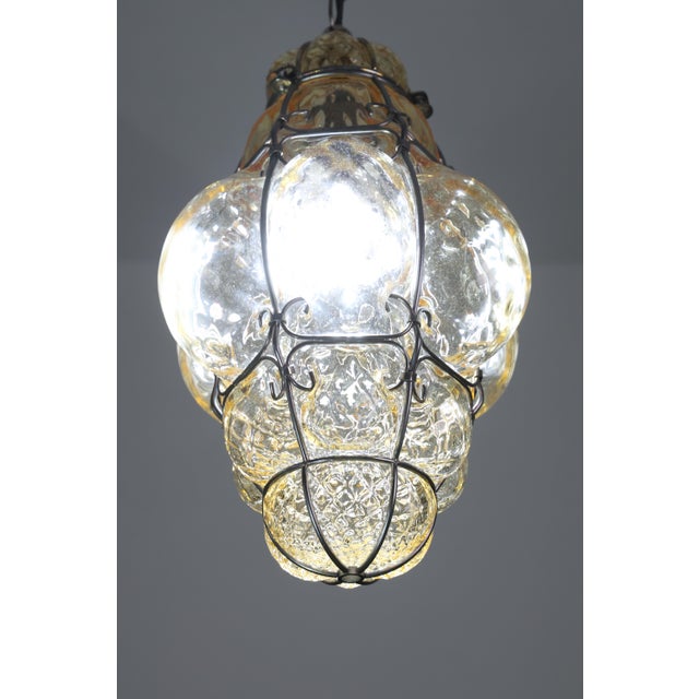 1970s Orange Colour Venetian Lantern Attributed to Seguso Murano Glass For Sale - Image 11 of 15
