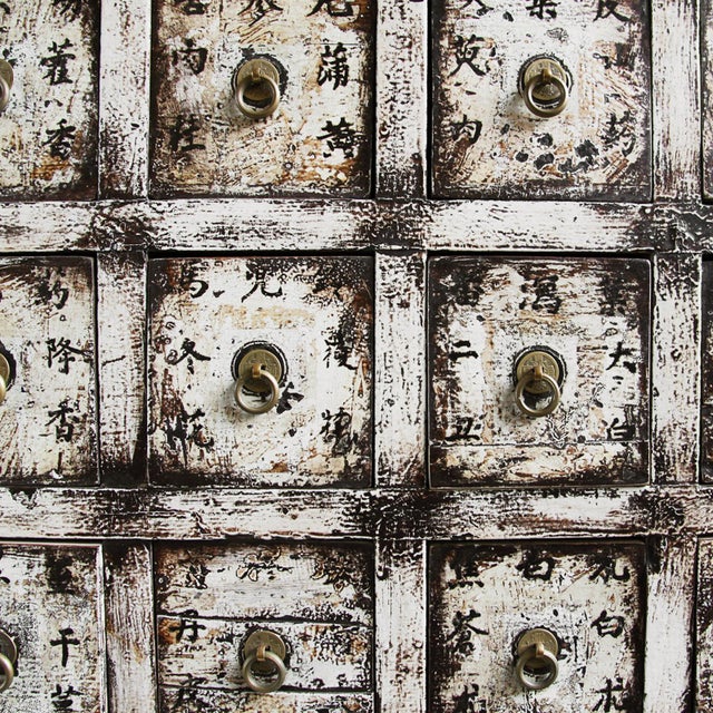 Antique White Painted Chinese Apothecary Cabinet For Sale In Los Angeles - Image 6 of 7