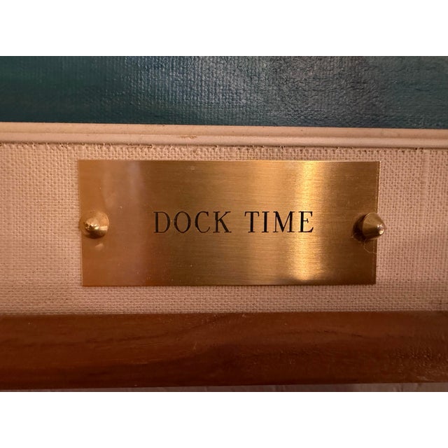 1960s Oil on Canvas “Dock Time” Artist Signed Carol Sideman For Sale - Image 4 of 5