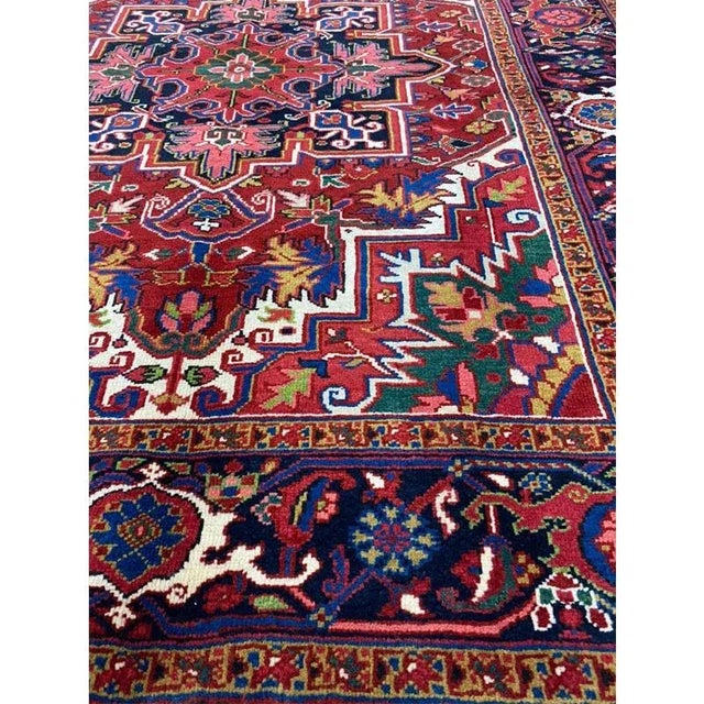 Persian Heriz Area Rug 4’10” X 6’1″ For Sale In Dallas - Image 6 of 10