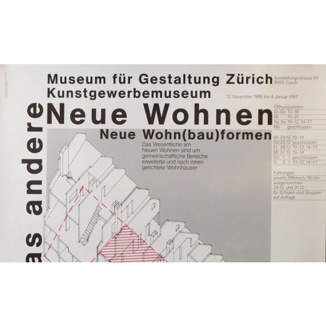 1986 Original Swiss Architecture Poster - Das Andere Neue Wohnen (The Other New Living) For Sale - Image 4 of 5