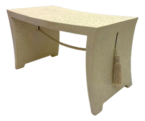 Vintage Tassel Pagoda Bench by Thomas Pheasant for Baker Furniture in Crackle Finish