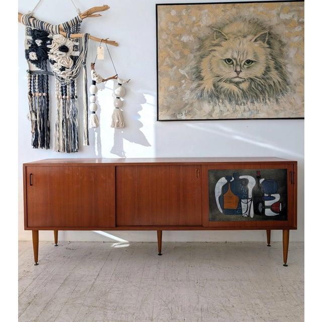 Mid-Century Teak Sideboard with Vigneron Ceramic Tile Front by Alfred Hendrickx, Belgium, 1960s For Sale - Image 15 of 15