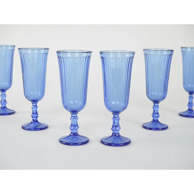 Blue Vintage Italian Cobalt Champagne Glasses, 1970s, Set of 6 For Sale - Image 8 of 9