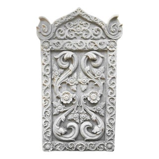 Vintage Sandstone Floral Plaque For Sale