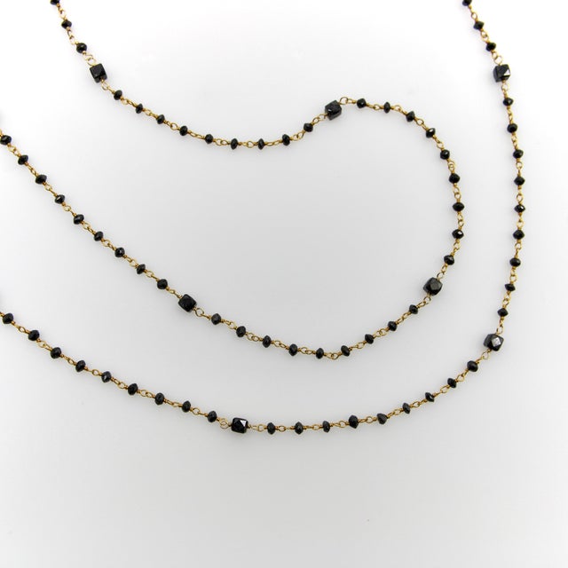 1990s 1990s 14k Gold Hand-Faceted Black Diamond Hand-Wired Chain Necklace For Sale - Image 5 of 8