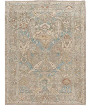 Modern Beige Sultanabad Handmade Floral Wool Rug