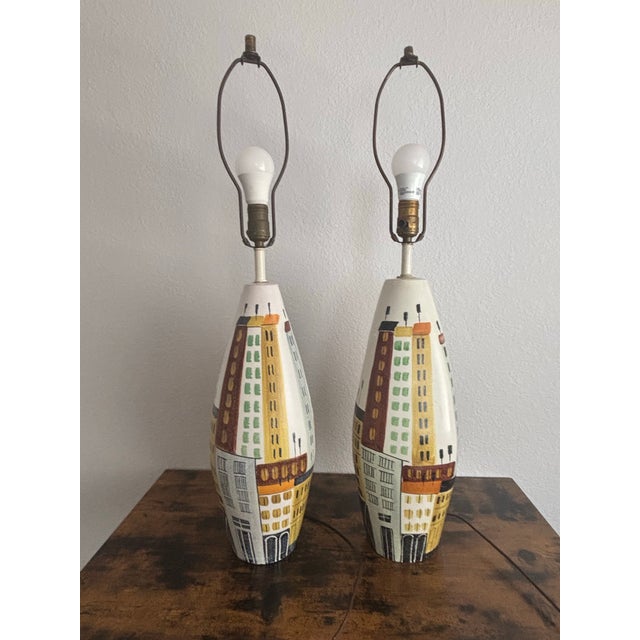 1960s Bitossi CityScape Lamps - a Pair For Sale - Image 9 of 9