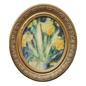 Unknown Artist, Yellow Daffodils, Mixed Media on Paper, Framed For Sale