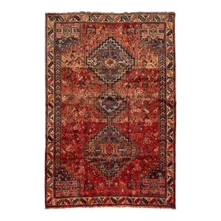 Tribal Designed Vintage Persian Handmade Wool Rug in Red For Sale