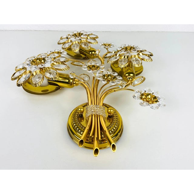1960s Floral Crystal Glass Sconce from Palwa, Germany, 1960s For Sale - Image 5 of 11