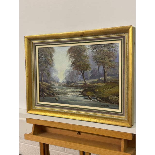 Oil Painting of Tree Lined River in a Forest in Ireland by Irish Artist 1980 Circa For Sale - Image 11 of 16