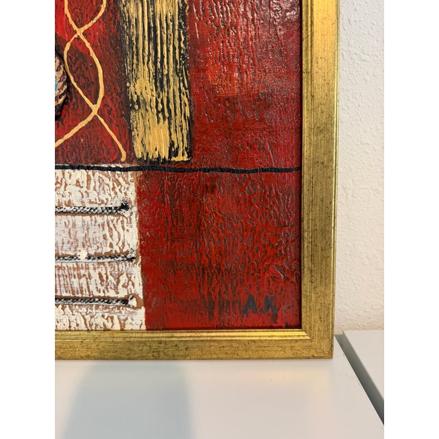 Textile Original Abstract Textured Oil Painting by Alena Kalen "Cipher" Framed, Coa For Sale - Image 7 of 10