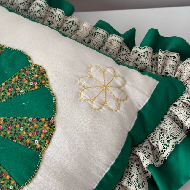Quilt Square Ruffle Pillow For Sale In Charleston - Image 6 of 9