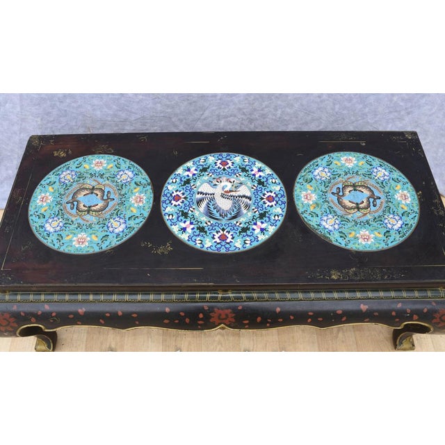 Chinese Cloisonne Lacquer Coffee Table For Sale - Image 4 of 10