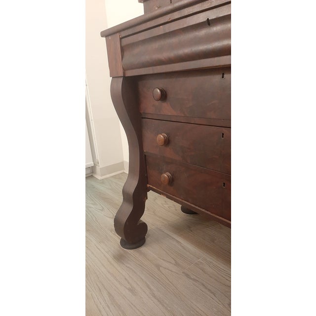 American Antique American Empire Style Solid Wood Women's Dresser / Bureau For Sale - Image 3 of 7