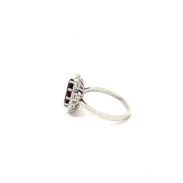 Not Yet Made - Made To Order Antique Style Garnet and Zircon Halo Cluster Ring in Sterling Silver- Size 8 For Sale - Image 5 of 12
