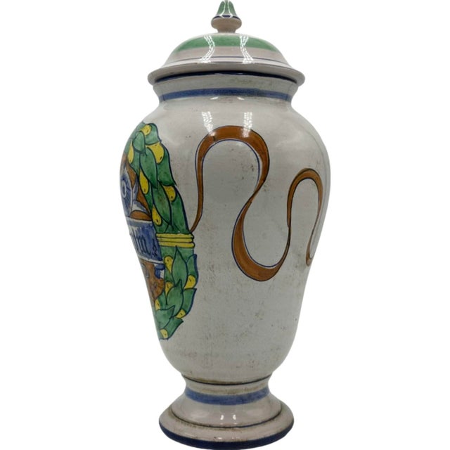 Mid-Century Modern Vintage Frankincense Olibanum Ceramic Covered Urn Jar Italy For Sale - Image 3 of 12
