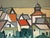 Mid-Century Modern 'Where Houses Gather' Vintage Geometric Abstract Street Scene Oil Painting by Swedish Artist Wilhelm Wik (1897-1987), Framed For Sale - Image 11 of 12