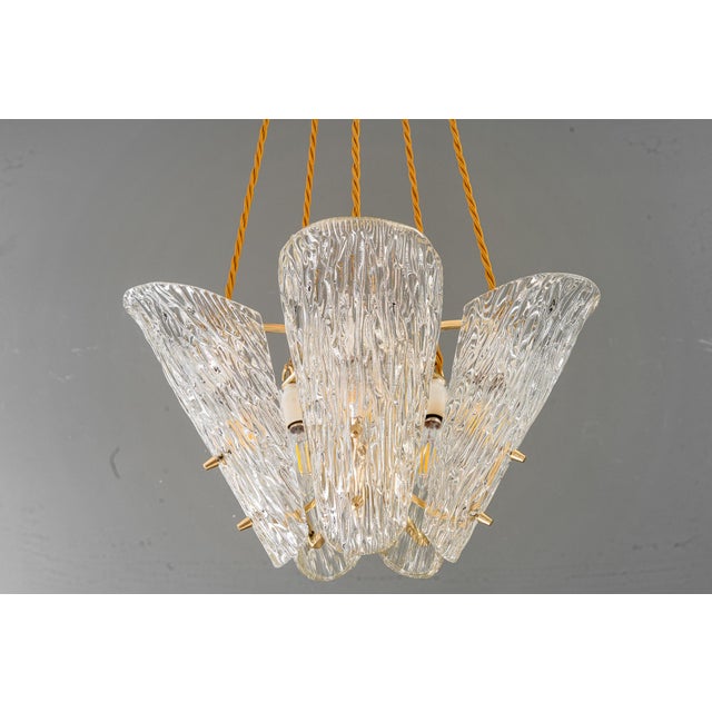 Vintage Klamar Chandelier with Textured Glass, 1950s For Sale - Image 9 of 18