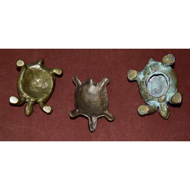 1970s Vintage Small Set of Three Brass & Bronze Assorted Turtles For Sale - Image 5 of 12