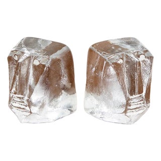 1960s Mid Century Modern Kosta Boda Erik Hoglund Art Glass Face Bookends- a Pair For Sale