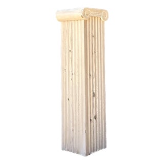 Vintage Washed Knotty Pine Column Pedestal For Sale