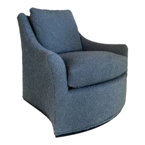 Theodore Alexander Modern Teal Boucle Swivel Chair