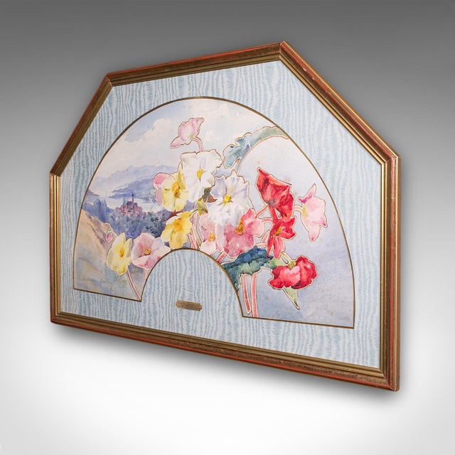 Art Nouveau Vintage Projet d'Eventail Picture, French, Watercolour Fan Painting, Baptendier For Sale - Image 3 of 10