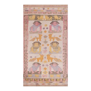 1930s Indian Pictorial Cotton Dhurrie Carpet For Sale
